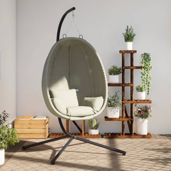 Shockable egg-shaped chair, sand, fabric / steel