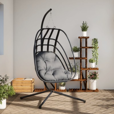 suspended egg-shaped chair...