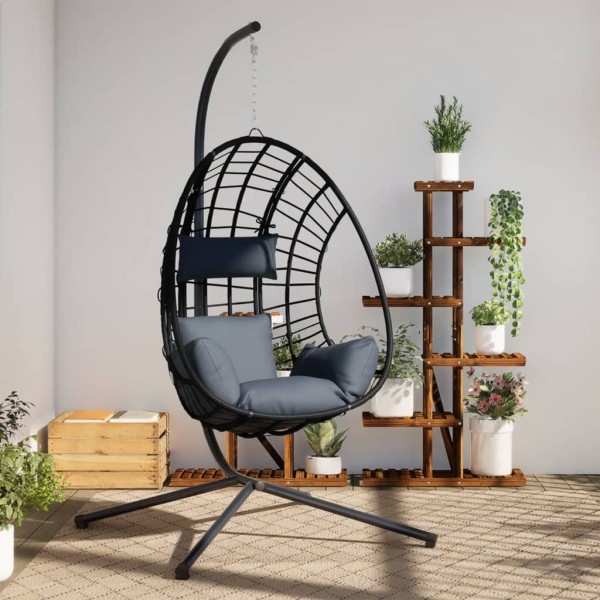 Shackling egg-shaped seat, anthracite, rhodium / steel