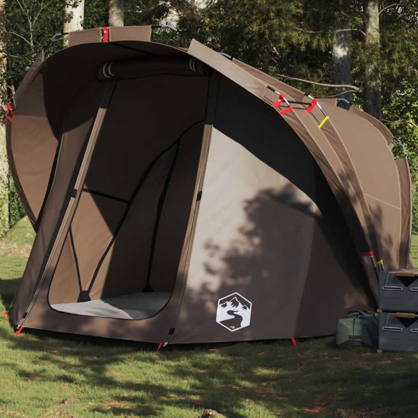 Fishing tent, brown, quadruple, waterproof