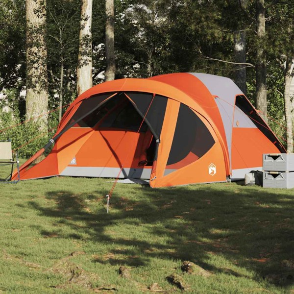 Family tent, gray and orange, hexagon, tunnel