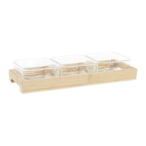 Uzkodu paplāte DKD Home Decor 31,5 x 11 x 6 cm Stikls Dabisks 280 ml