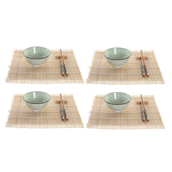 Sushisetti DKD Home Decor 14,5 x 14,5 x 35 cm Kivitavara Itämainen (16 Kappaletta)