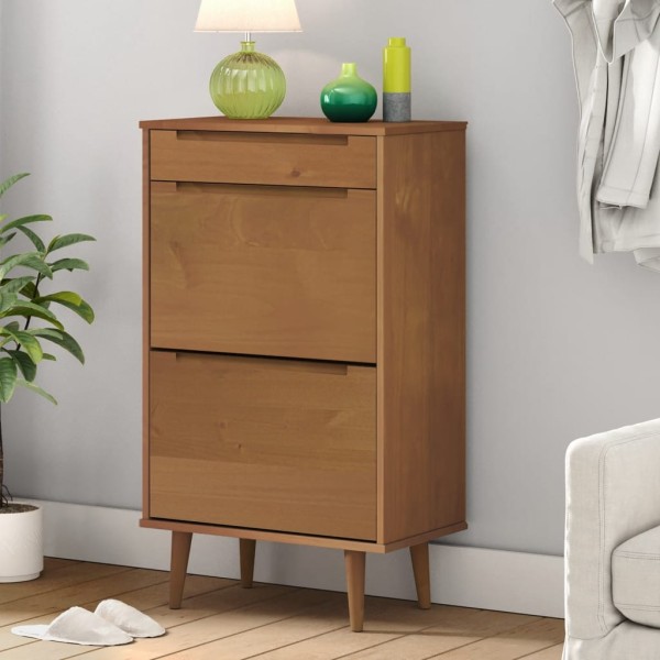 Shoe Cabinet MOLDE, brown, 59,5x35x103cm, pine array