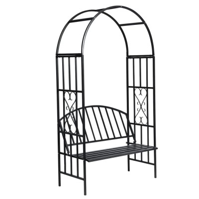 Garden rose arch with bench