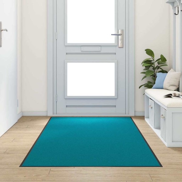 Door mat Cyan and Black 120 x 300 cm Polyamide and PVC
