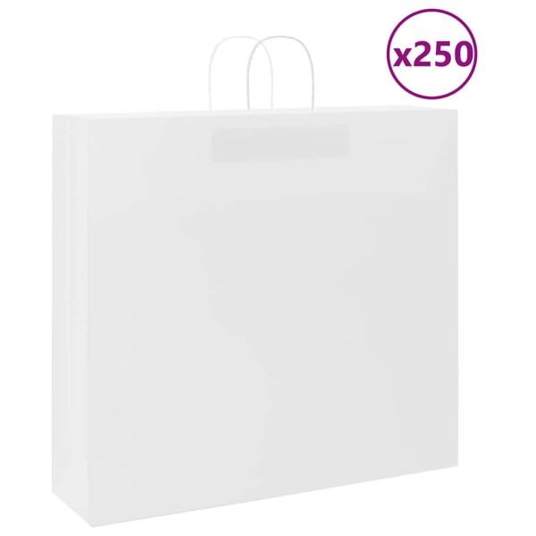 Paper bags 250pcs with handles, white, 54x15x49cm