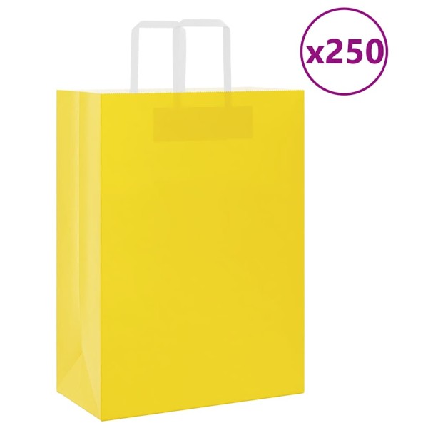 Paper bags 250pcs. with handles yellow 32x17x44cm