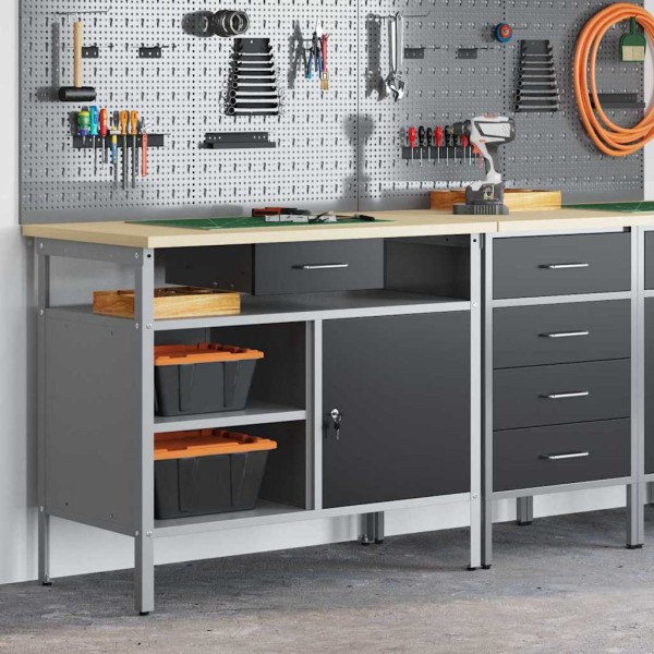 Desktop with drawer Black and grey 100 x 55 x 85 cm