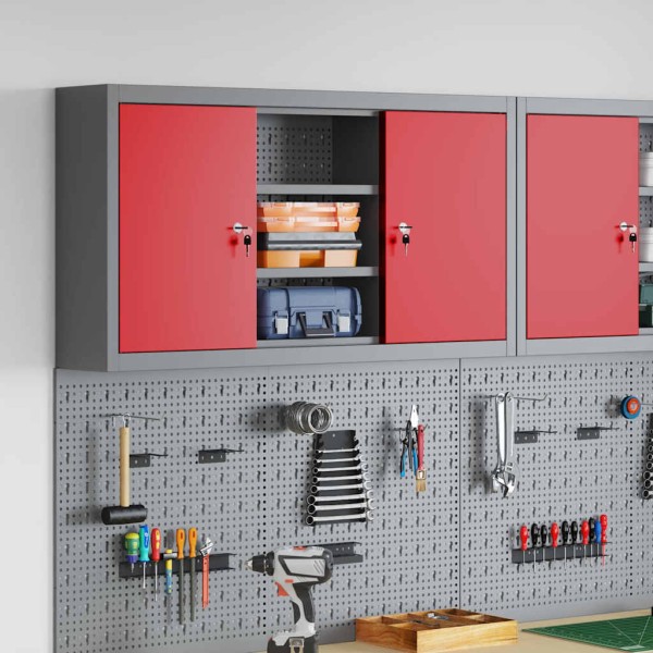 Tool cabinet with shelf Red and gray 50 x 20 x 55 cm