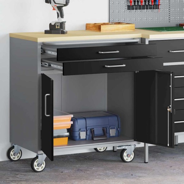 Workshop bench with drawer Black and grey 75 x 45 x 85 cm