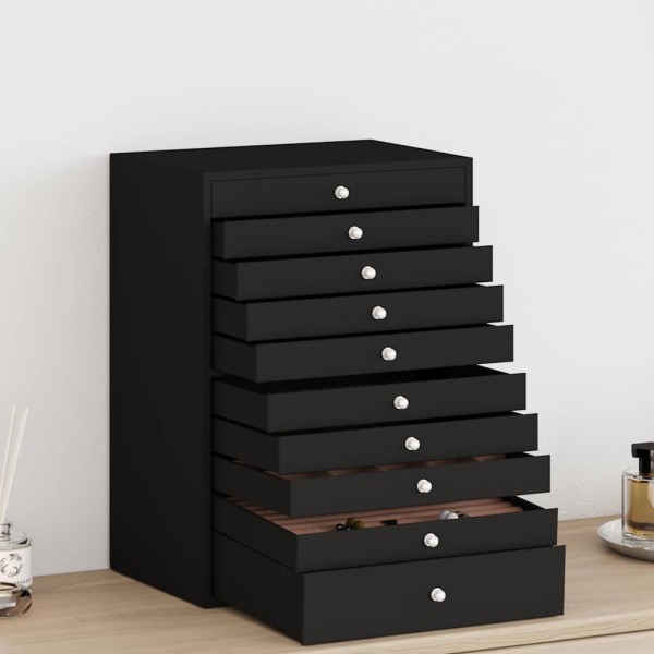 Ornament box, 10 layers, with watch holders, black, 29x20,5x40,5 cm
