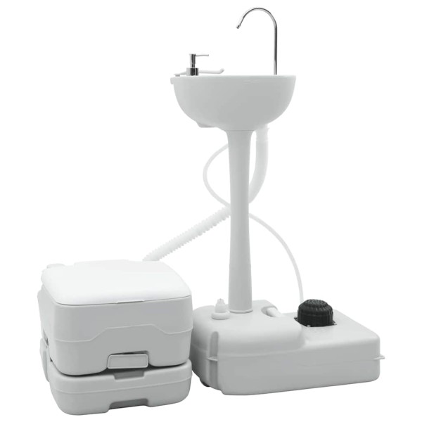 Camping toilet set 2 pcs Gray and white