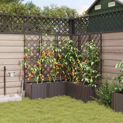 Garden pot 5 pcs Brown Steel