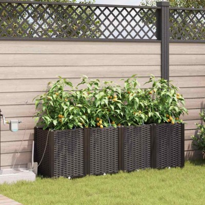 Garden pot 4 pcs Brown Steel