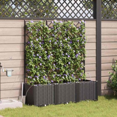 Garden pots 3 pcs Black Steel