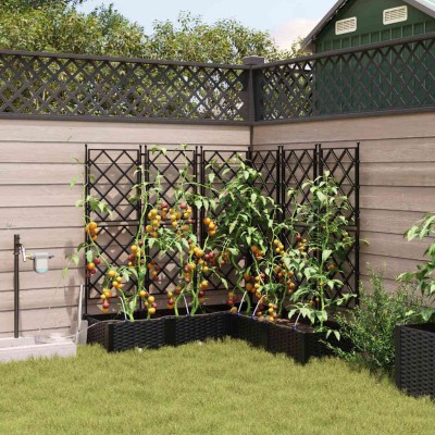 Garden pot 5 pcs Black Steel