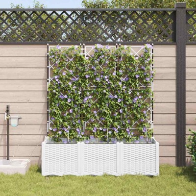 Garden pots 3 pcs White Steel