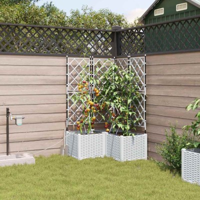 Garden pots 3 pcs White Steel