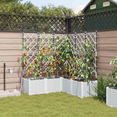 Garden pot 5 pcs White Steel