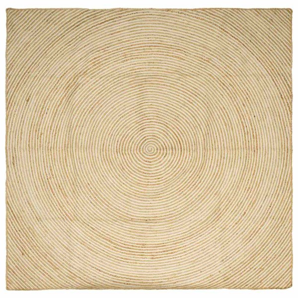 carpet Natural and White 240 x 240 cm Jute