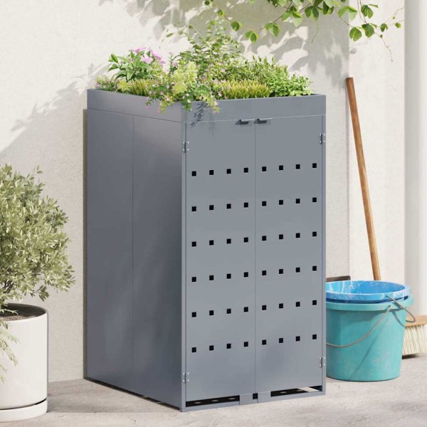 Storage of garbage container with plant roof for one 240L container