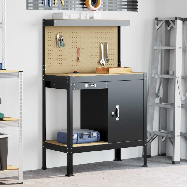 Work benches with drawer Black 90 x 49 x 141 cm Worked wood