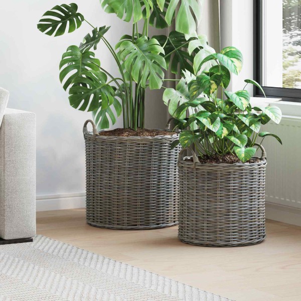Flower bag with vault 2 pcs Pilka Lacak rattan