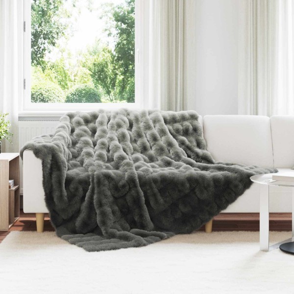 Artificial Zefiro Smoked Bed linen Dark grey 240 x 270 cm