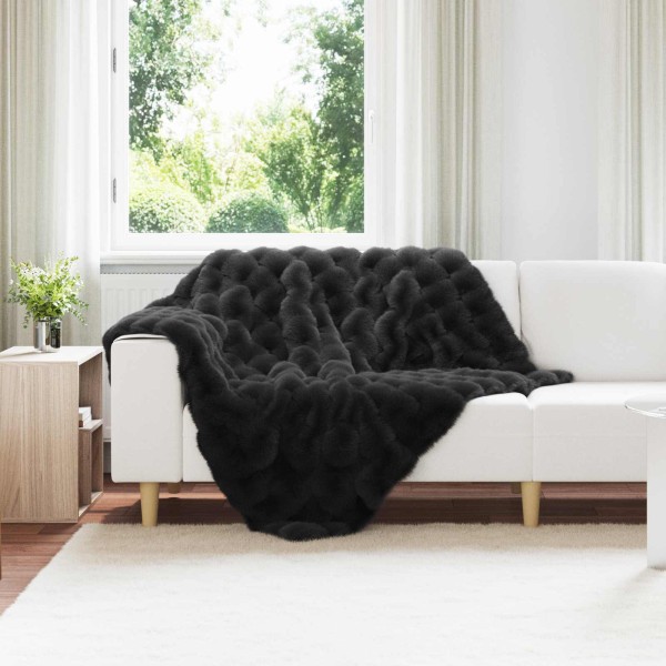 Artificial Zefiro Smoked Bedding 4 pcs Black 130 x 150 cm