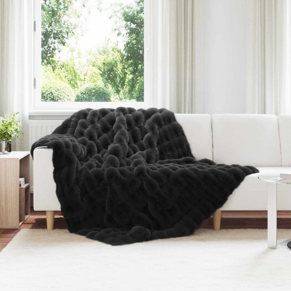 Artificial Zefiro Smoked Bedding 4 pcs Black 150 x 220 cm