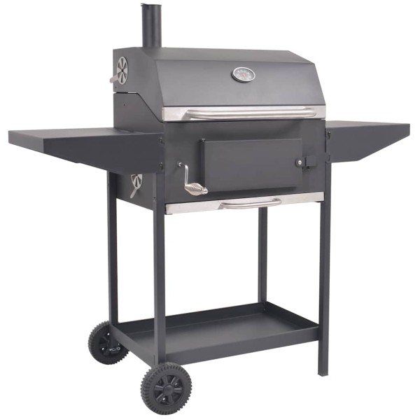 Cast, coal, smoker with shelf bottom, black