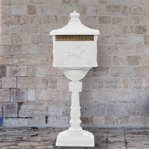 Postal box, Aluminum, cotton style, stainless, white