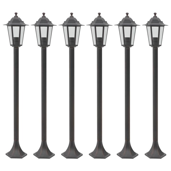 Garden lights, 6pcs., E27, 110cm, Aluminum, bronze
