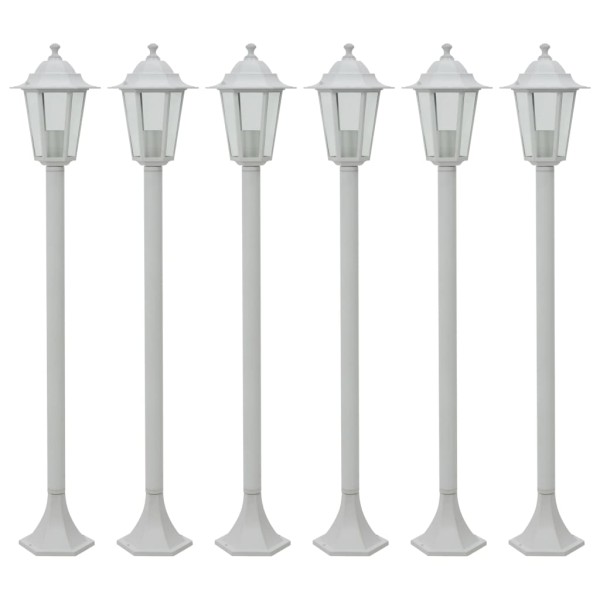 Garden lamps, 6pcs., E27, 110cm, Aluminum, White