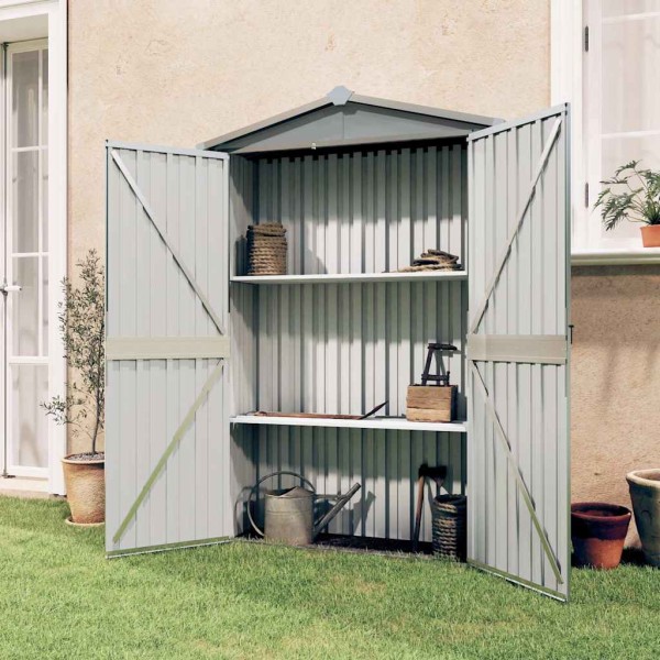 Garden shed, grey, 116x45x175cm, galvanized steel