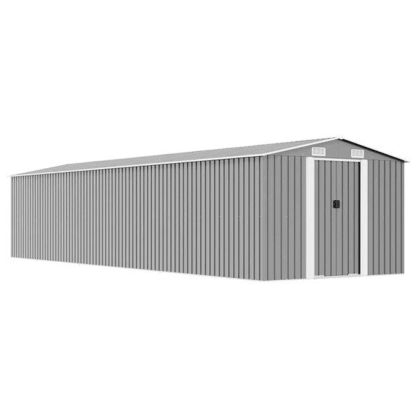Garden shed, grey, 257x990x181cm, galvanized steel