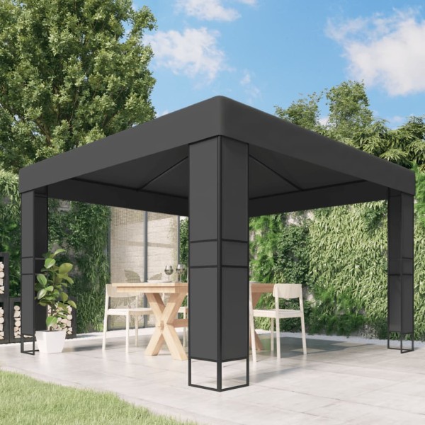 Blue with double roof, 3x3m, anthracite