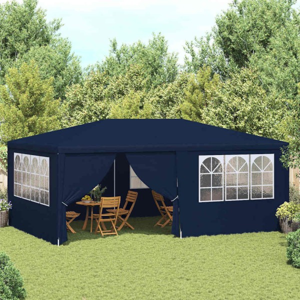 Wooden tent with side walls, blue, 4x6m, 90g / m ²