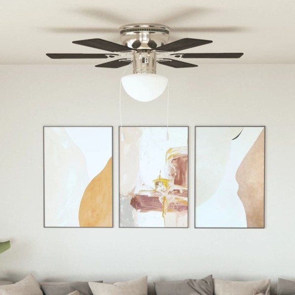 Decorative ceiling fan with light, 82cm, dark brown
