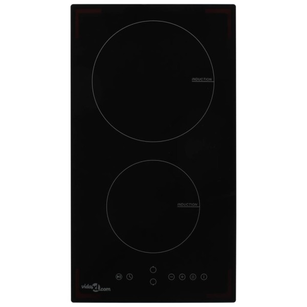 Indoor hob with 2 hobs, glass, 3500W