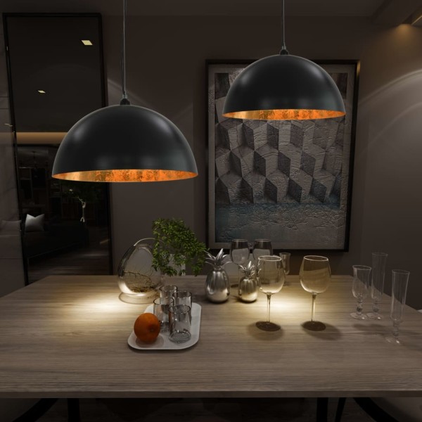 Lub. lamps, 2pcs, Black and gold, semi-spherical