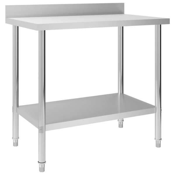 Kitchen Desktop with wall, 100x60x93cm, steel