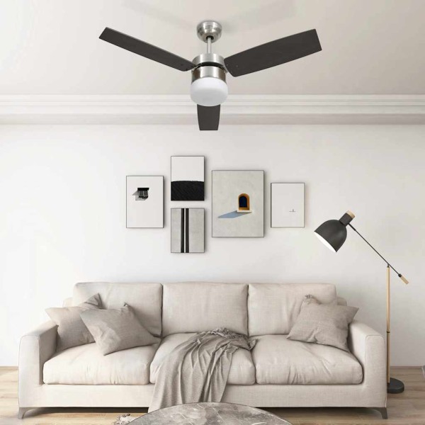 Free fan with backlight and remote, brown, 108cm