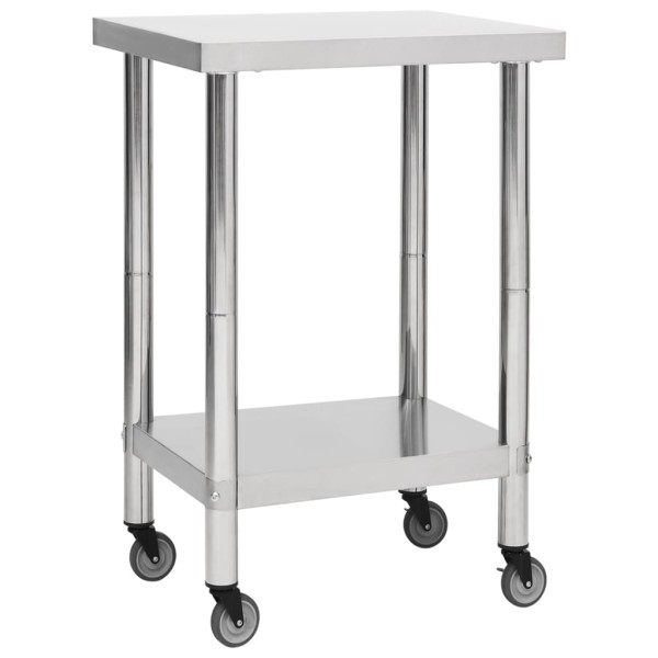 Kitchen Desktop with wheels, 60x60x85cm, steel