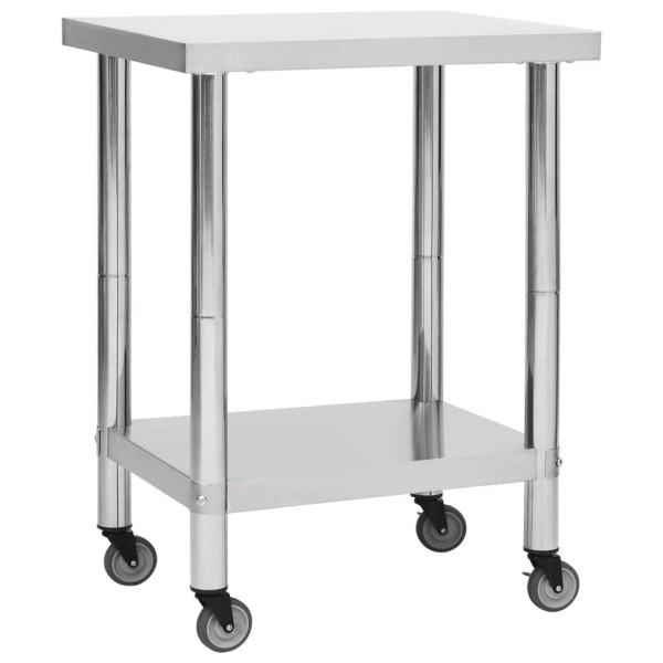 Kitchen Desktop with wheels, 80x30x85cm, steel