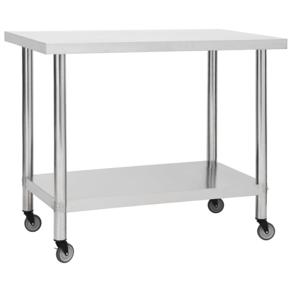 Kitchen Desktop with wheels, 100x30x85cm, steel