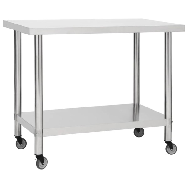 Kitchen Desktop with wheels, 100x45x85cm, steel