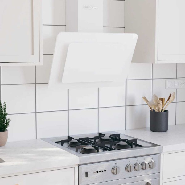 Wall steam drill, white, 60cm, steel, tempered glass