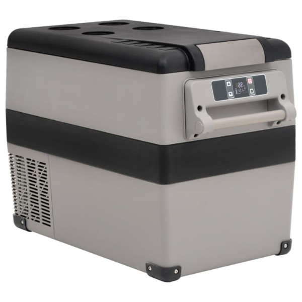 Cold box with handle, black and grey, 55l, PP and PE